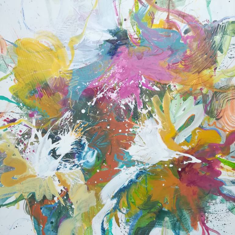 Original Abstract Floral Painting by Carine Van Hee