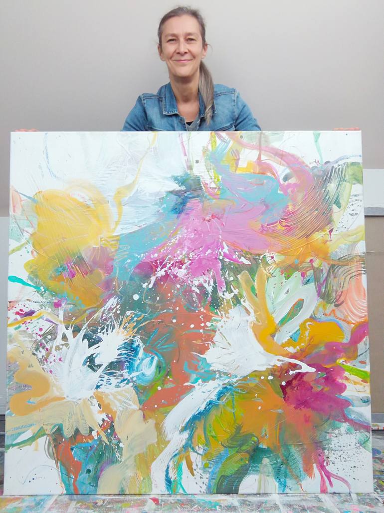 Original Abstract Floral Painting by Carine Van Hee
