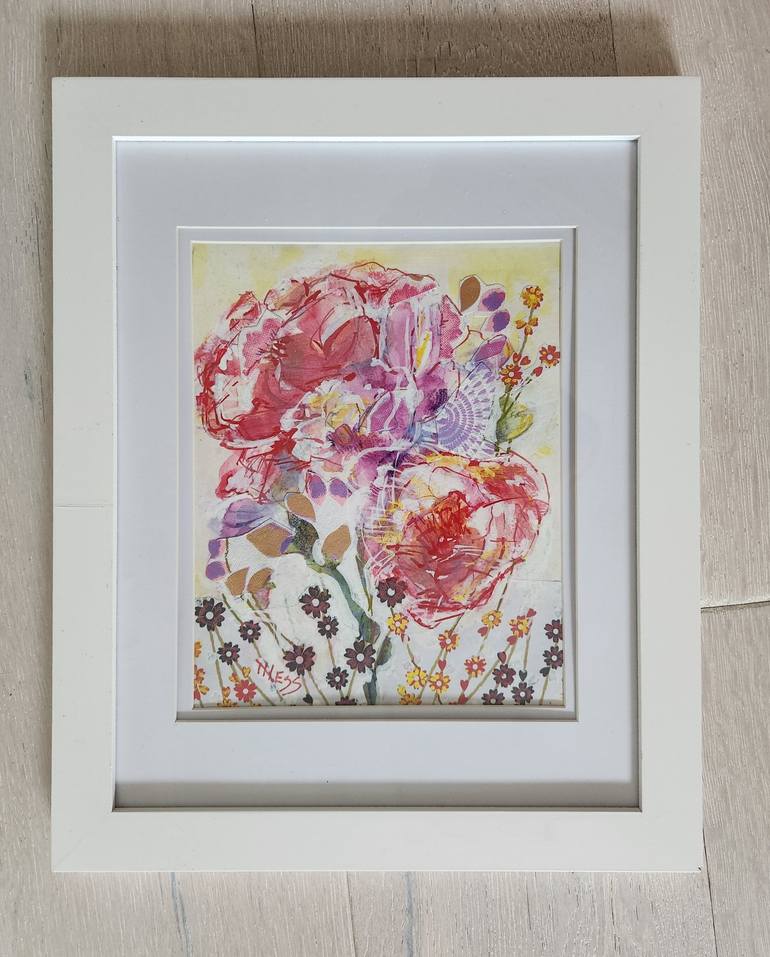 Original Painterly Abstraction Floral Mixed Media by Nancy Ness