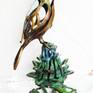 My new sculpture, new style, new experience, my artistic translation to the image of this little beautiful bird sitting on a thorn flower, a colorful complicated patina- my idea of making the bronze more cheerful,
This is an original bronze sculpture, a limited edition of 9,
please note, this sculpture is on exhibition now, if you want contact me and I will make a new copy.  Casting a new bronze might take about two monthes (but shipping is very fast)