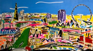 Original Abstract Expressionism Cities Paintings by V Lishko