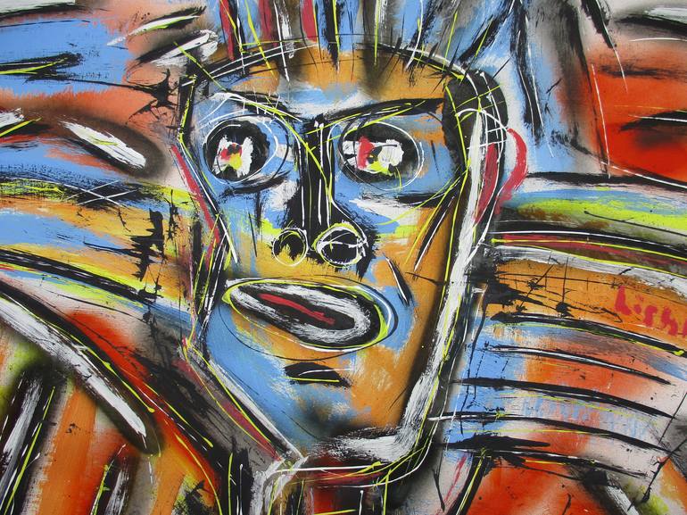 Original Abstract Expressionism Portrait Painting by V Lishko