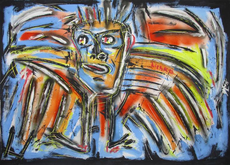 Original Abstract Expressionism Portrait Painting by V Lishko