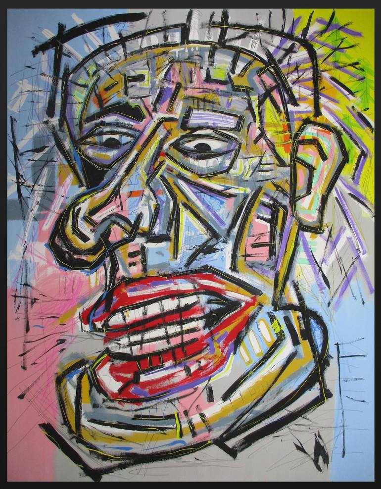 Original Abstract Expressionism Portrait Painting by V Lishko