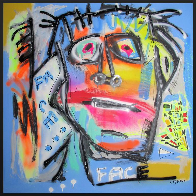 Original Abstract Expressionism Portrait Painting by V Lishko