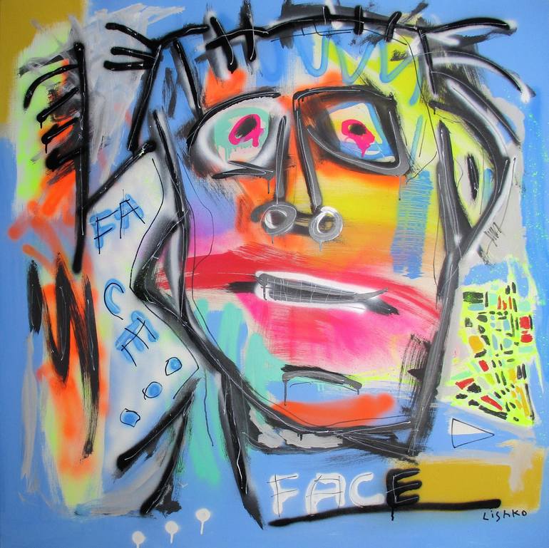 Original Abstract Expressionism Portrait Painting by V Lishko