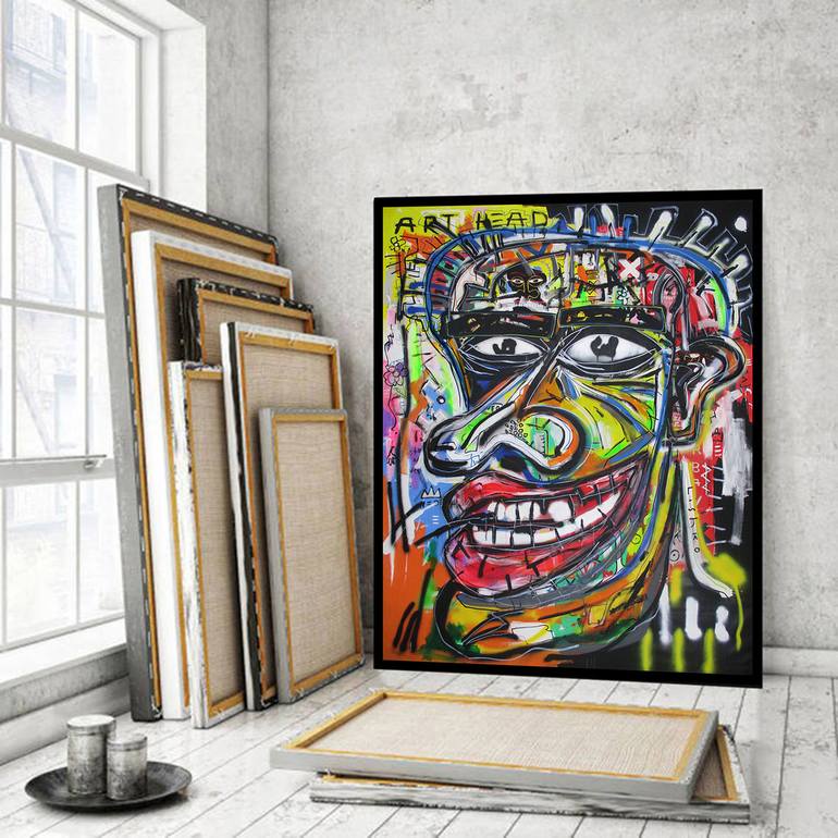 Original Abstract Expressionism Portrait Painting by V Lishko