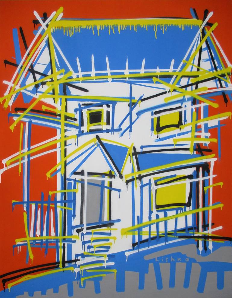 Original Abstract Expressionism Architecture Painting by V Lishko