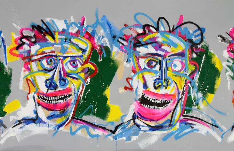 Original Abstract Expressionism Portrait Painting by V Lishko
