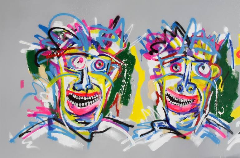 Original Abstract Expressionism Portrait Painting by V Lishko