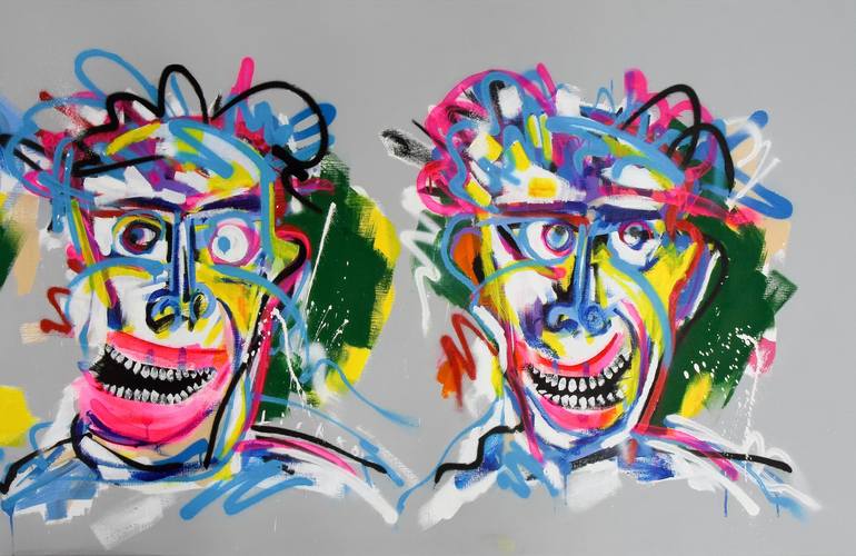 Original Abstract Expressionism Portrait Painting by V Lishko
