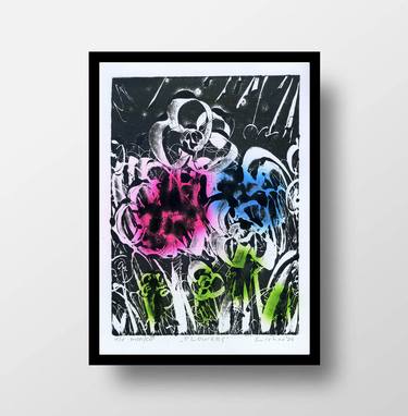Original Abstract Expressionism Floral Printmaking by V Lishko