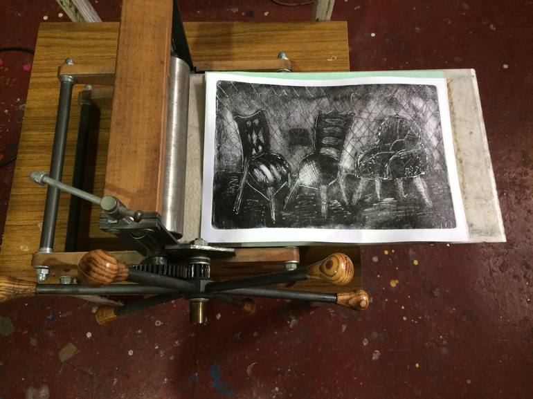 Original Abstract Still Life Printmaking by V Lishko