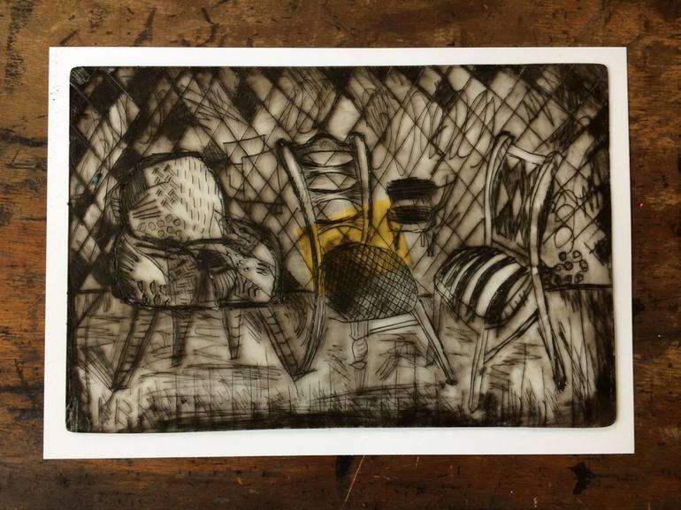 Original Abstract Still Life Printmaking by V Lishko