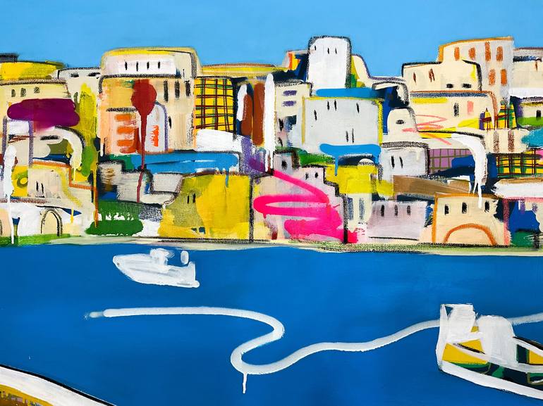 Original Abstract Cities Painting by V Lishko