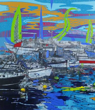 Original Abstract Expressionism Yacht Paintings by ugur akın