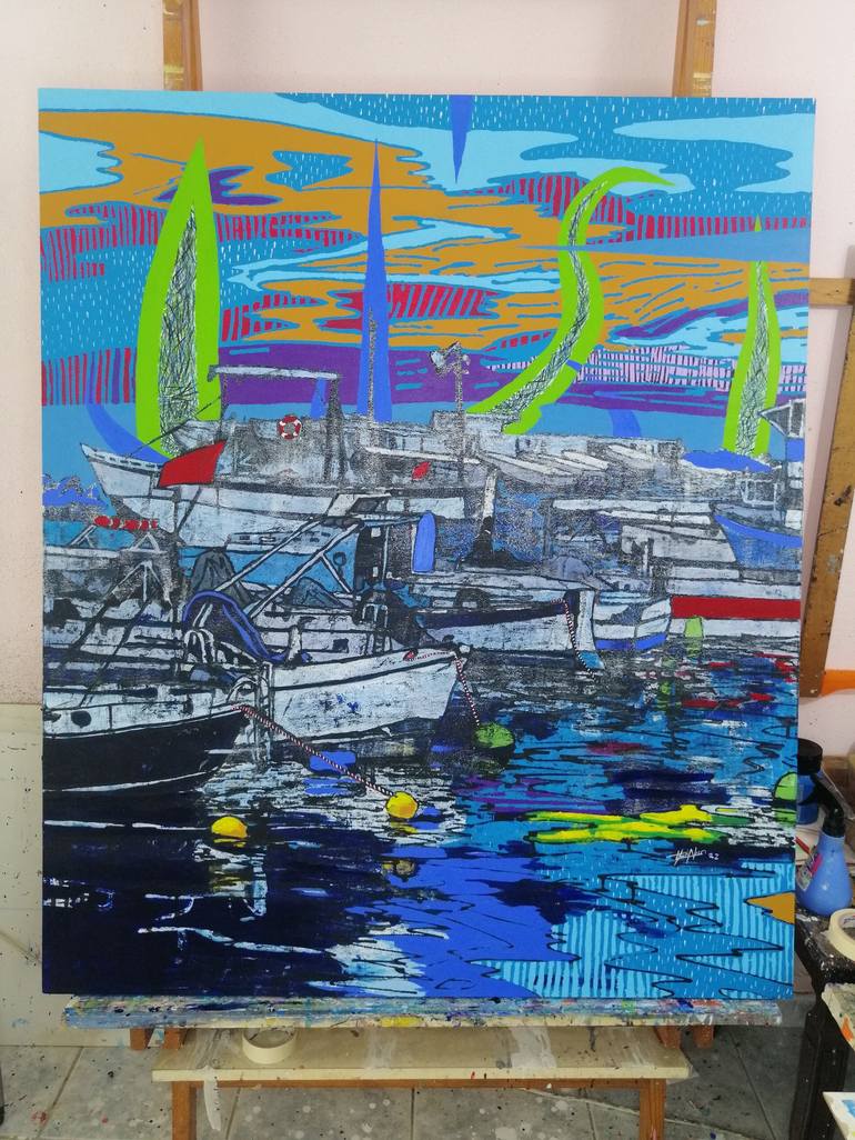 Original Yacht Painting by ugur akın