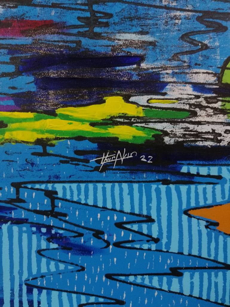 Original Abstract Expressionism Yacht Painting by ugur akın