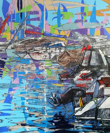 Original Abstract Expressionism Boat Paintings by ugur akın