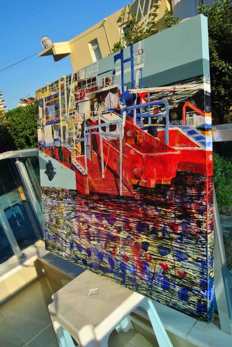 Original Fine Art Boat Painting by ugur akın