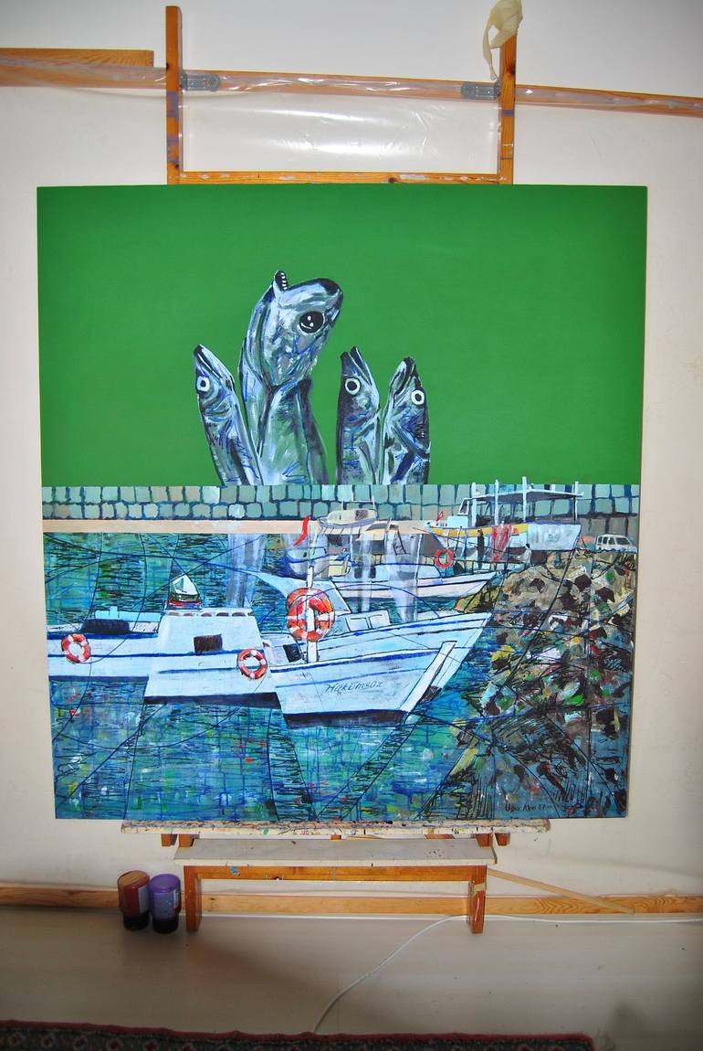 Original Fine Art Boat Painting by ugur akın