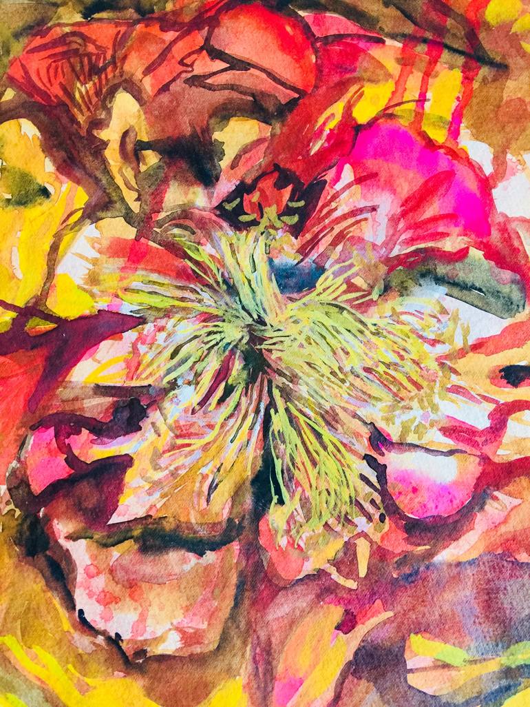 Original Abstract Floral Painting by Graça Paz
