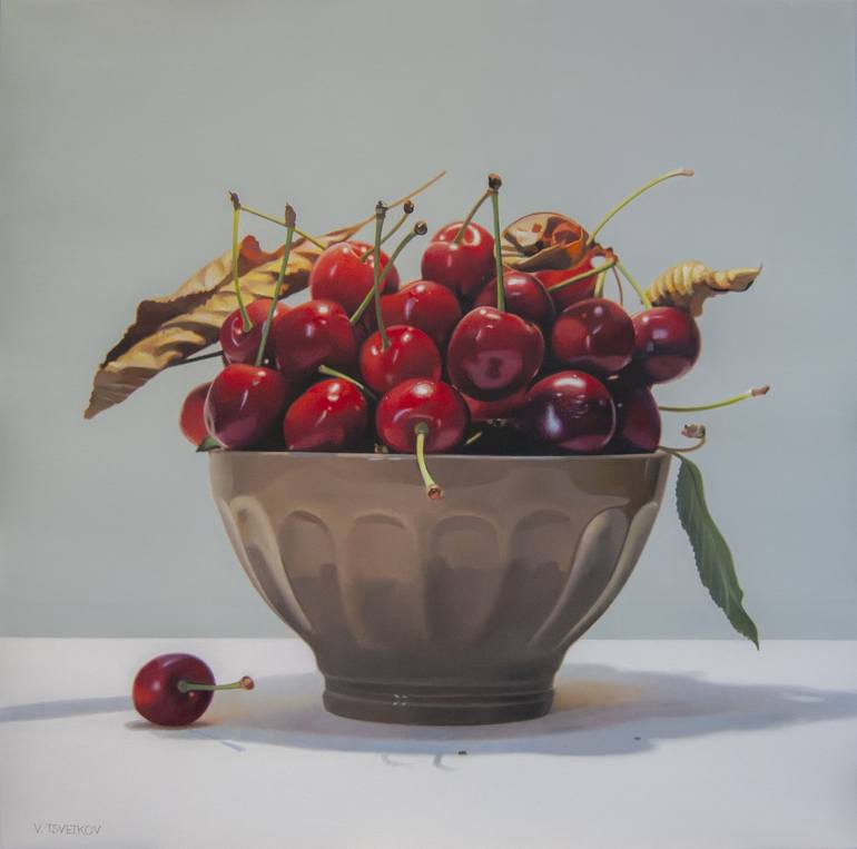 Cherries Painting Painting by Valeri Tsvetkov | Saatchi Art