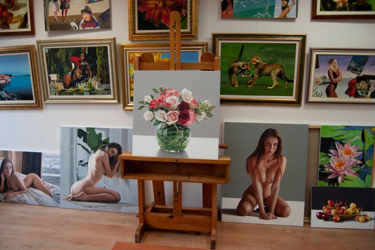 Original Minimalism Floral Painting by Valeri Tsvetkov