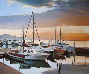 Original Photorealism Boat Paintings by Valeri Tsvetkov