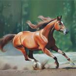 Running Brown Stallion Painting by Valeri Tsvetkov