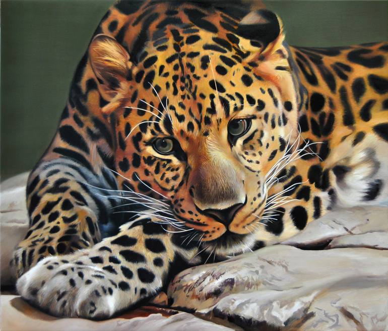 Leopard Original Oil Painting Painting by Valeri Tsvetkov