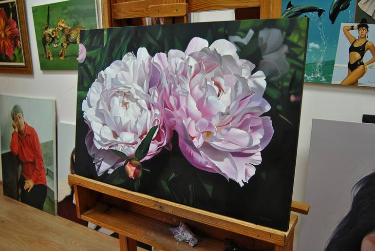 Peonies Painting Original Oil On Canvas Art Painting By Valeri