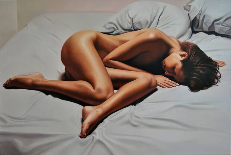 canvas painting, wall art, realistic nude, commission, original artwork, nu...