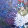 Interesting blue composition with realistic registry between 2 2 abstract,gestual registers.
  Medium:Oil
  Subject:Floral
  Style:Modern,Fine Art,Figurative,Abstract,Realistic