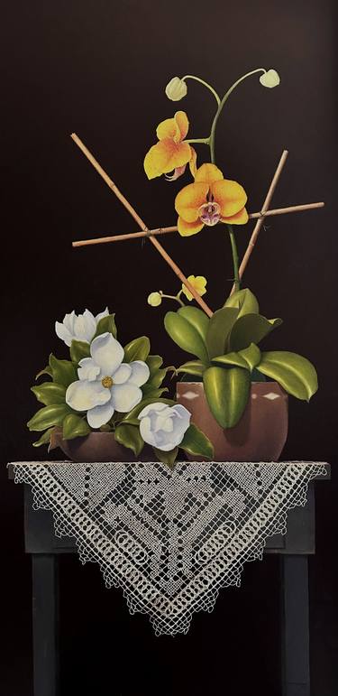 Original Fine Art Floral Paintings by Hernan Miranda