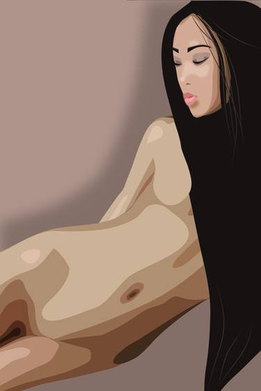 Original Abstract Nude Mixed Media by Aetiene de Maarais Piers