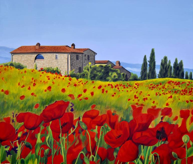 Tuscany Landscape Painting By Simona, Tuscany Landscape Pictures