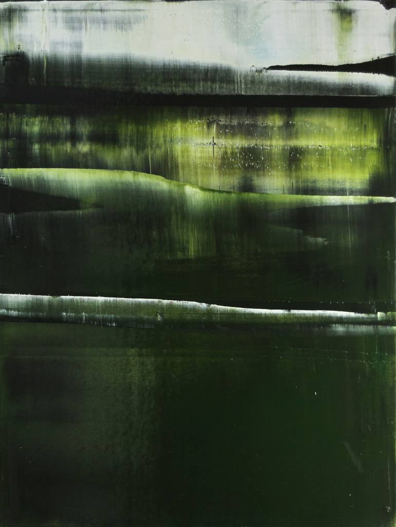 olive green abstract painting