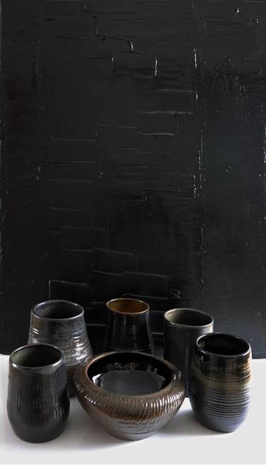 Pierre Soulages inspired vessels I-VI / abstract N°2769 thumb