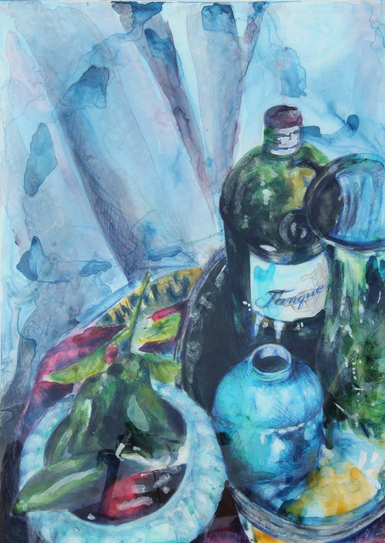 Still Life Blue Tint Painting by Jeramiah Macha Saatchi Art