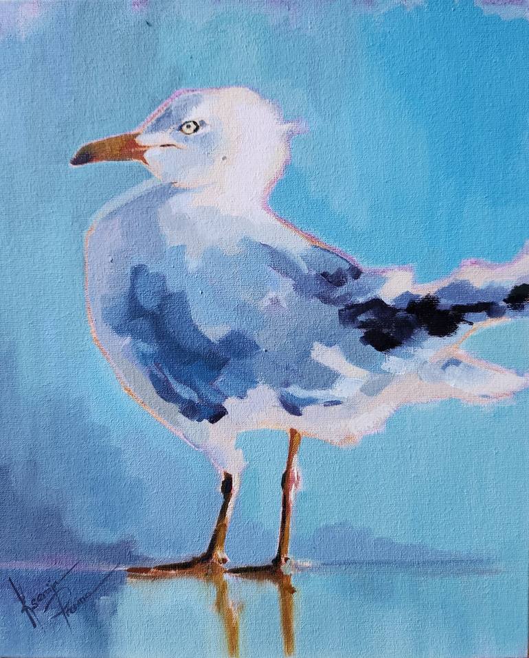 Coastal bird Painting by Ksenija Pronina | Saatchi Art