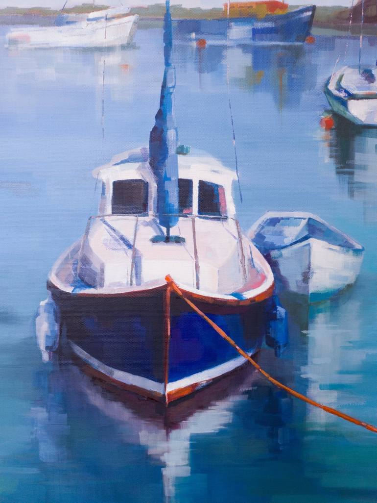 Original Expressionism Boat Painting by Ksenija Pronina