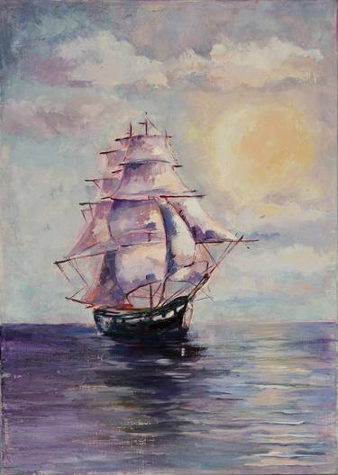 Original Expressionism Boat Paintings by Ksenija Pronina