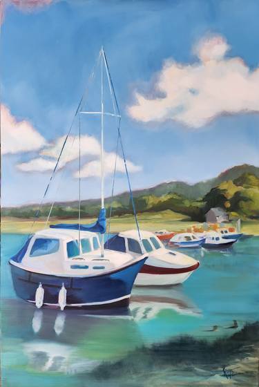 Print of Boat Paintings by Ksenija Pronina
