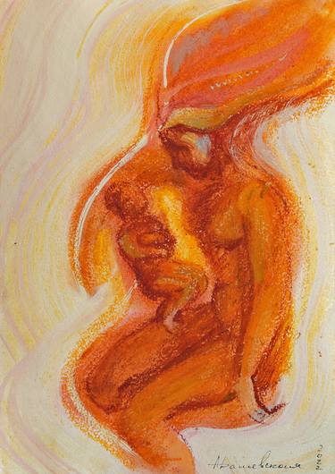 My love | mother and child | Impressionism | oil pastel thumb