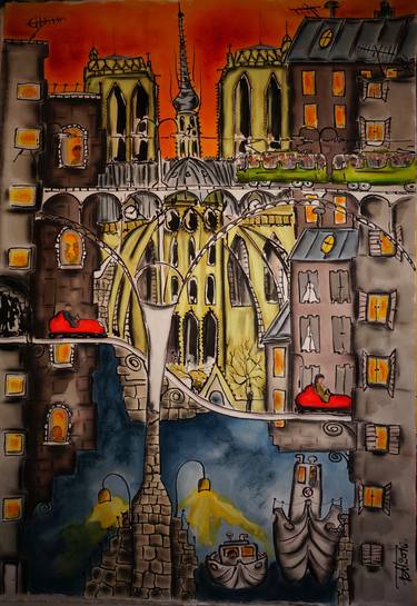 Print of Expressionism Cities Drawings by Fabrice Meunier