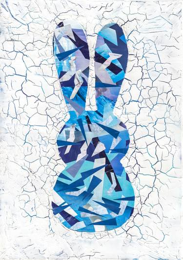 Saatchi Art Artist Elena Howard; Collage, “Happy Blue” #art