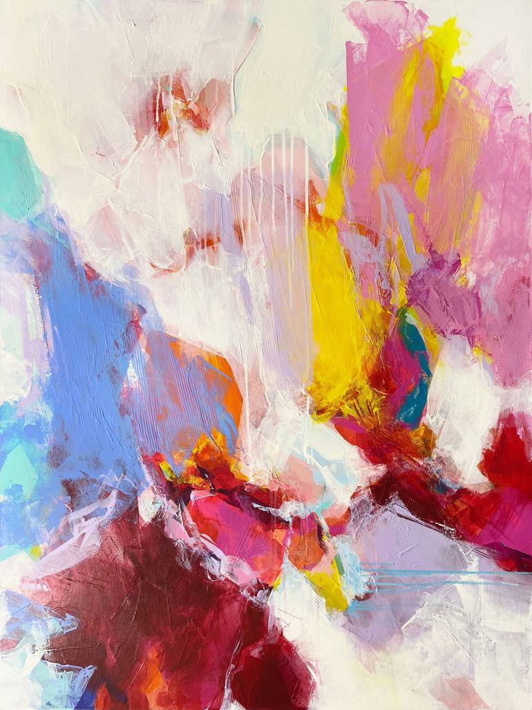 Original Abstract Painting by Cobie Cruz | Abstract Art on Canvas | Sunset At The Blue Cafe #2