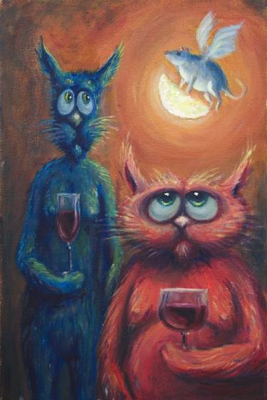 Print of Cats Paintings by Roman Filippov