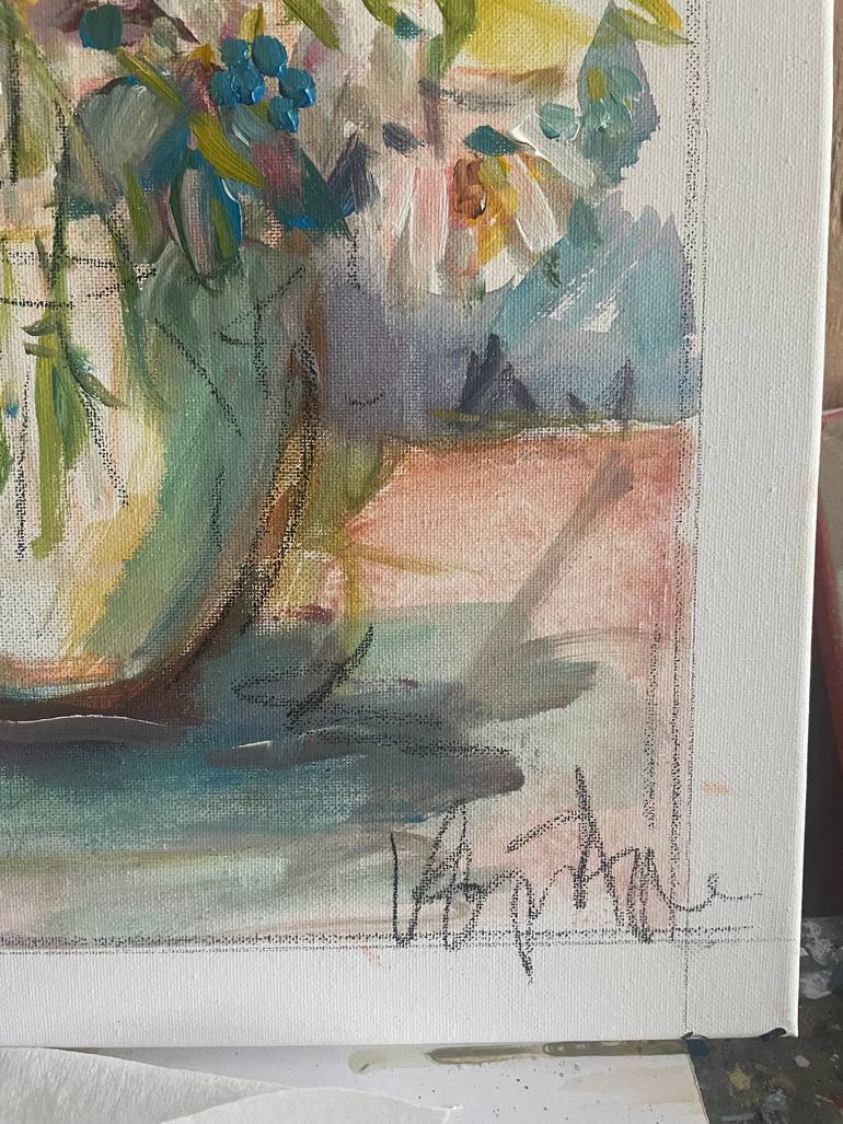 Original Impressionism Floral Painting by Diane Voyentzie